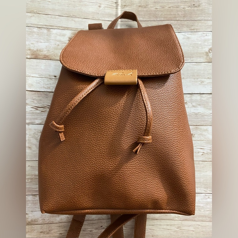 Women’s Leather Drawstring Backpack Brown - Picture 2 of 12